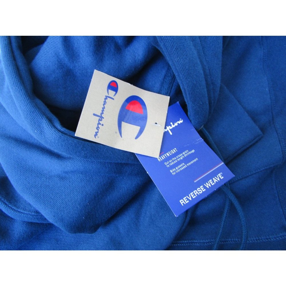 Champion Men's Reverse Weave Hoodie Logo Size L Blue Heavyweight NEW Unisex - Picture 6 of 7